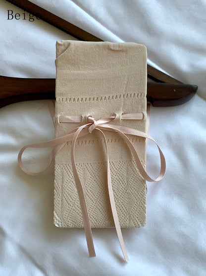 6 Color Options Self-tie Strap Diamond Pattern Over-knee Stockings