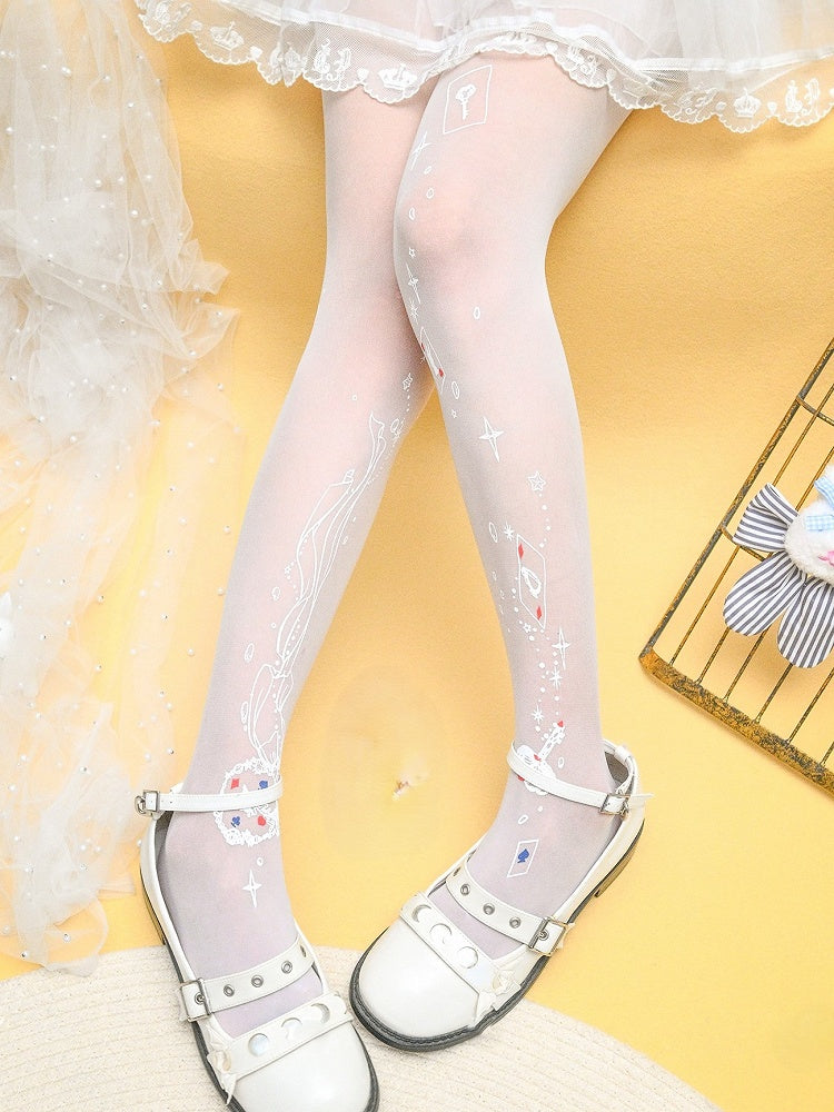 Black/White Alice In Wonderland Vibes Asymmetrical Design Tights