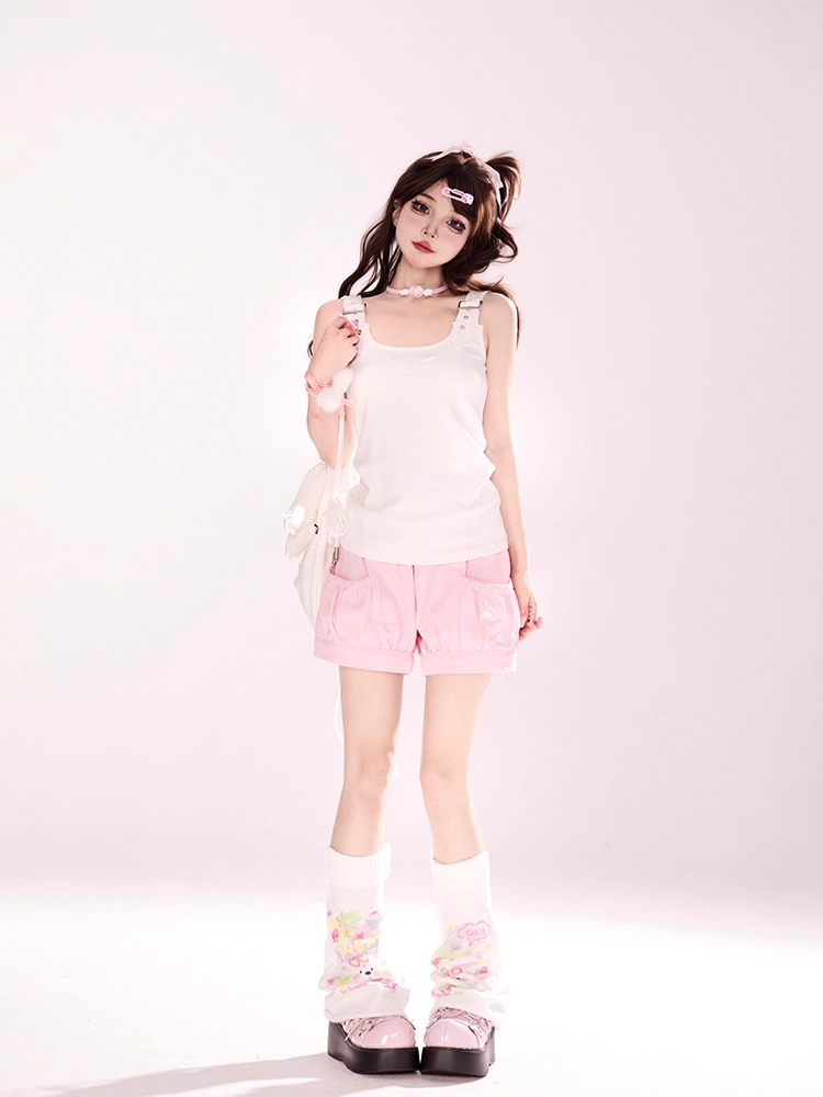 White Angel Wings Design Back Tank Top Adjustable Shoulder Straps