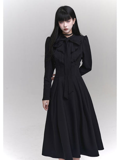 Gothic Black Jablt Collar High Waist Dress