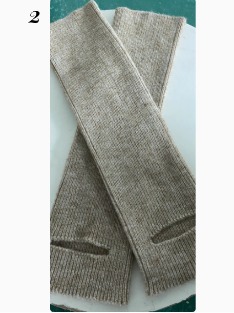 Coffee Shaggy Wasteland Punk Leg Warmers + Brown Stirrup Leg Warmers Set