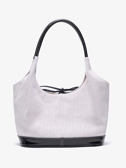 Chic Minimalist Large Capacity White Canvas Tote Bag