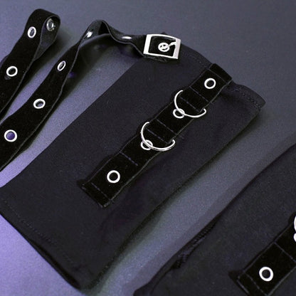 Black Cyberpunk Buckle Details Gloves