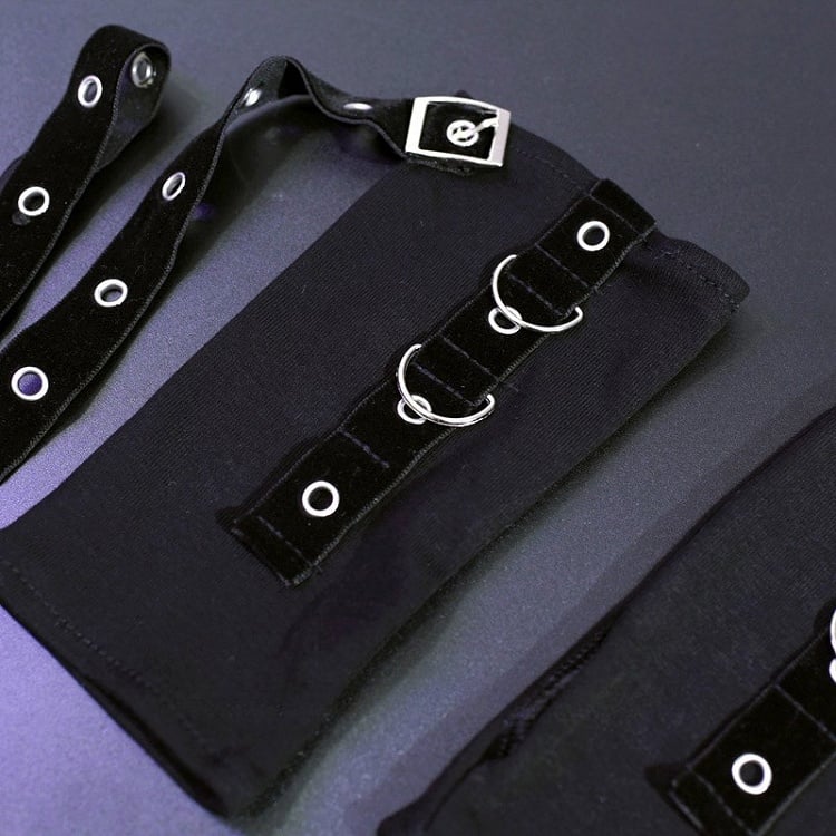 Black Cyberpunk Buckle Details Gloves