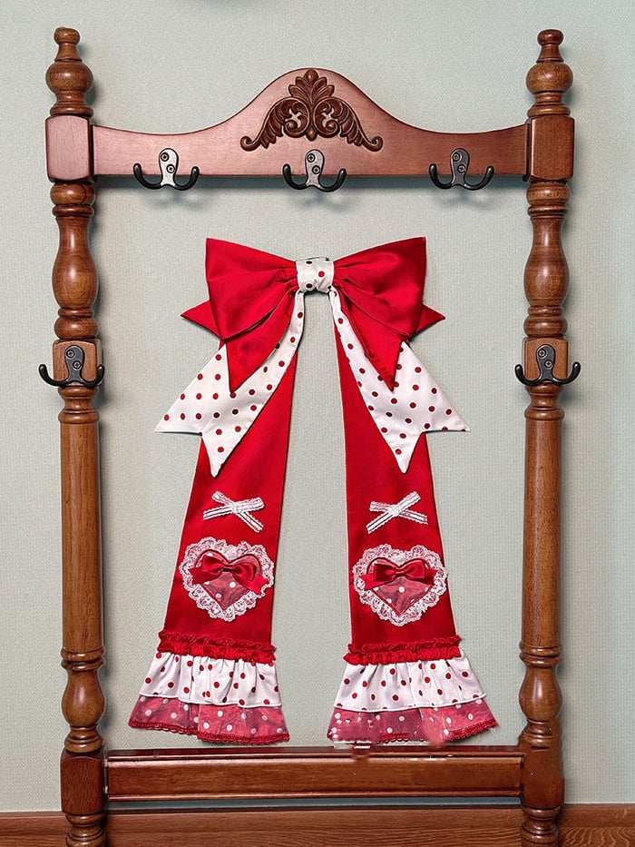 Red Polka Dot Sweetheart Applique Bow Train