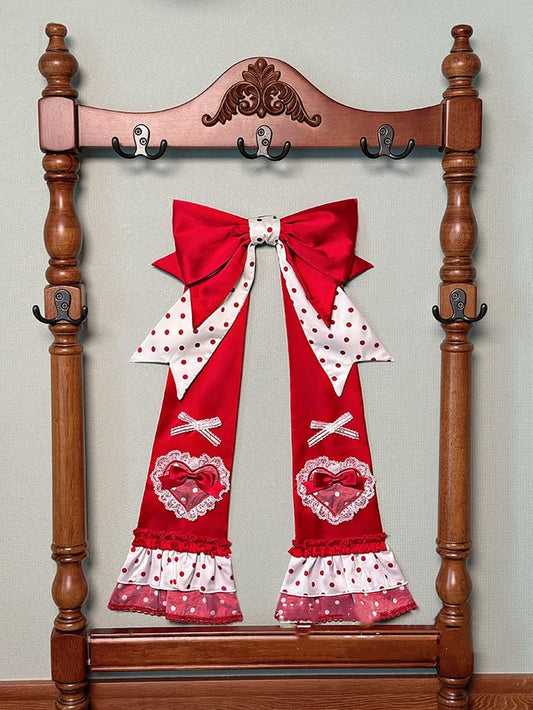 Red Polka Dot Sweetheart Applique Bow Train