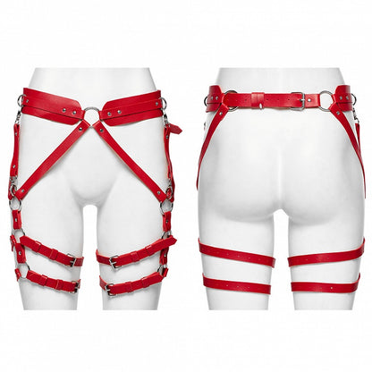 Red Punk PU Harness