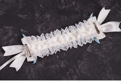 Crosses and Blue Wings White Bowknots Lace Hairband