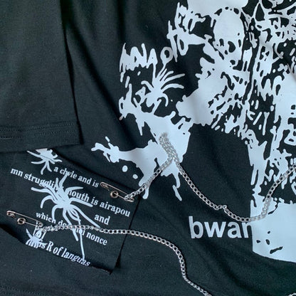 White Off-the-shoulder Neckline Skeleton Print Punk Top