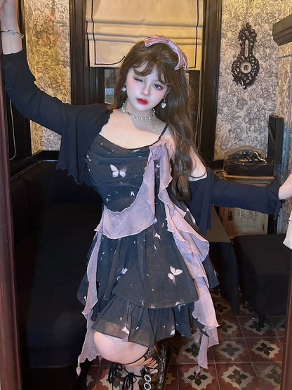 Plus Size Black Lettuce Trim Top