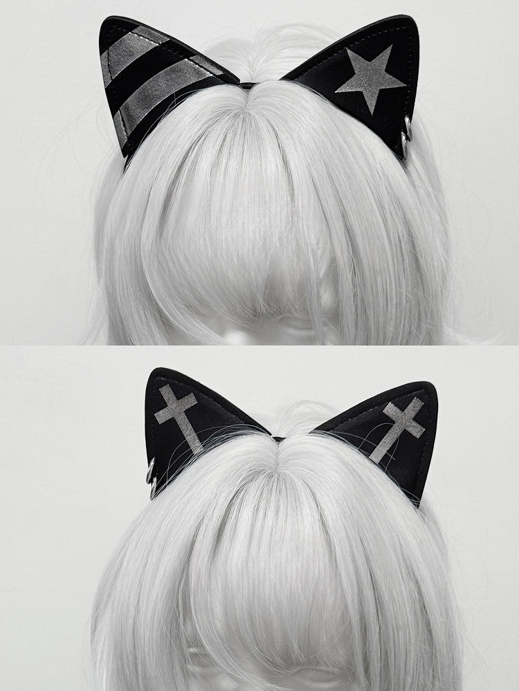 Black Punk Cat Ears Design KC