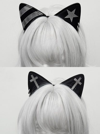 Black Punk Cat Ears Design KC