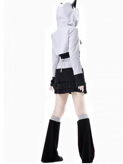 Black and Gray Colorblock Design 45CM Knitted Leg Warmers