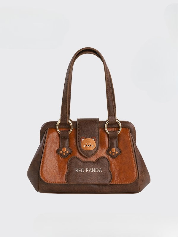 Brown Red Panda Design PU Shoulder/Crossbody Bag