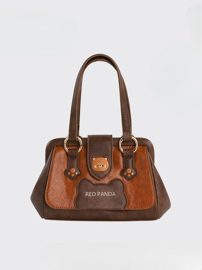 Brown Red Panda Design PU Shoulder/Crossbody Bag