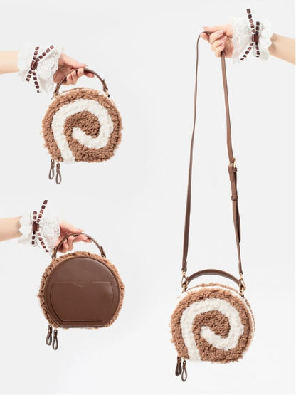 Dark Brown Kawaii Plush Round Shoulder Bag - Sweet Lolita Dessert Style