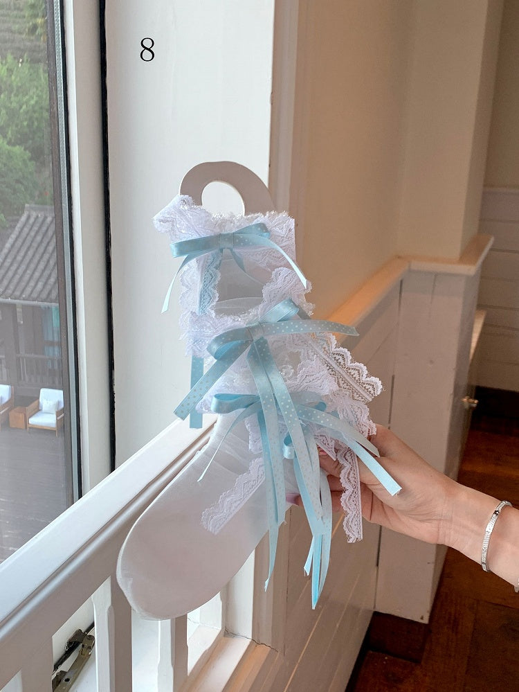 Purple/Black/Pink/White/Green/Lace Bowknot Socks