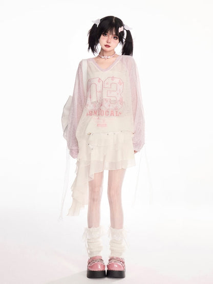 Apricot Buckle Straps Asymmetrical Hem Wasteland Punk Tiered Skirt