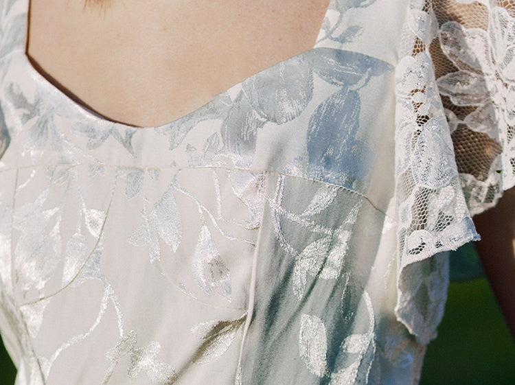 Vintage White Jacquard Lace Sleeves Summer Dress