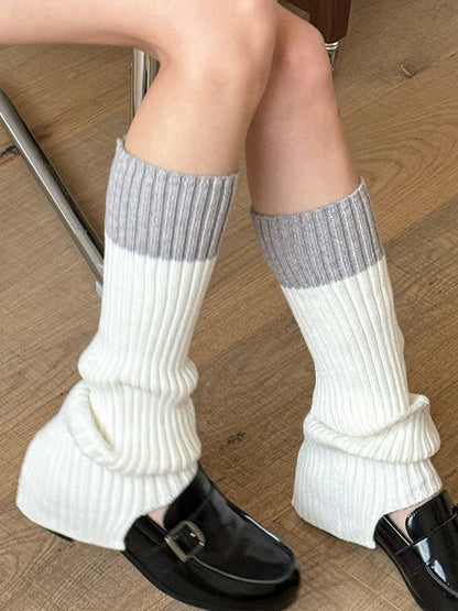 White/Khaki/Dark Blue/Dark Grey/Dark Red/Coffee Knitted Leg Warmers