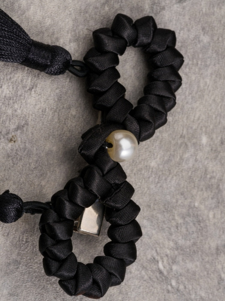 Black Gothic Beaded Decorated Tassels Design Bowknot Hairclips