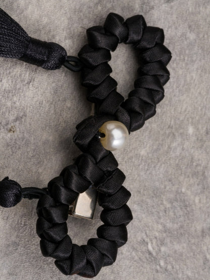 Black Gothic Beaded Decorated Tassels Design Bowknot Hairclips