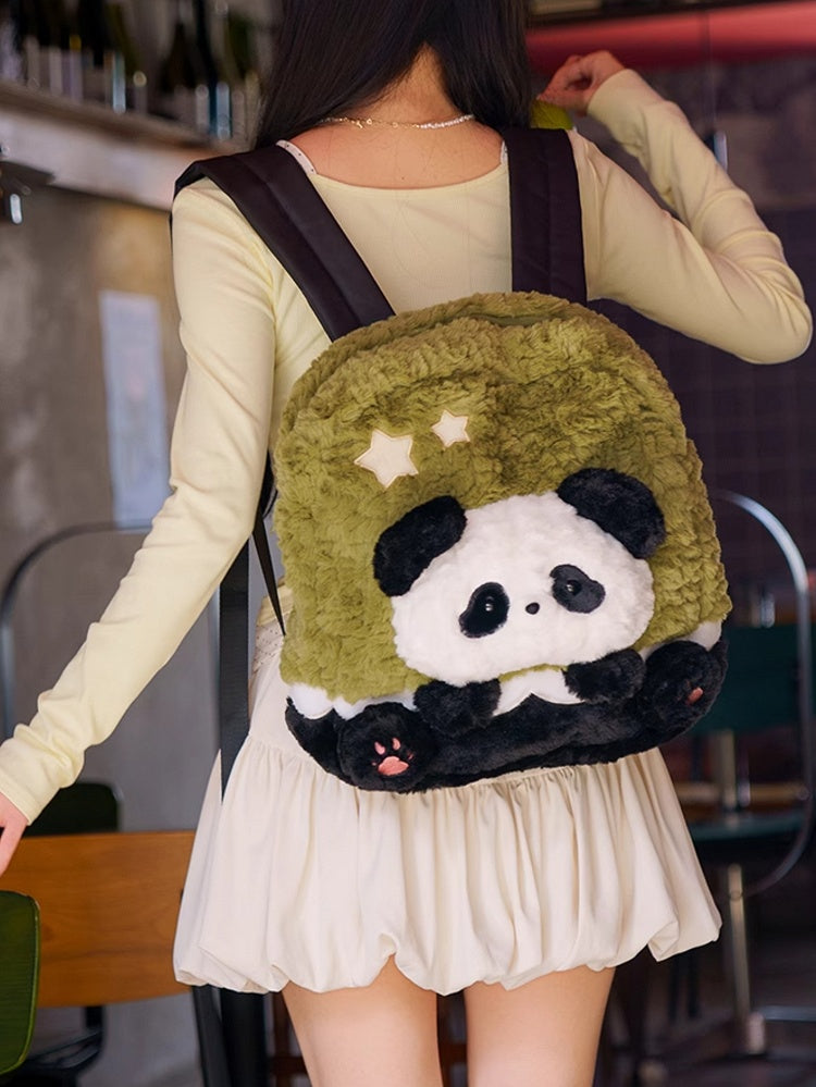 Black&Green Star Design Cute Plush Rabbit Backpack Middle/Large Size