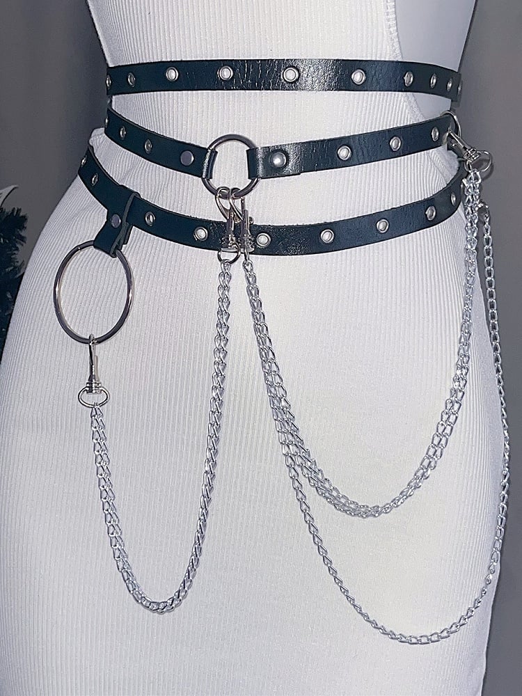 2 Options Black Y2K Chain Charm Waist Belt