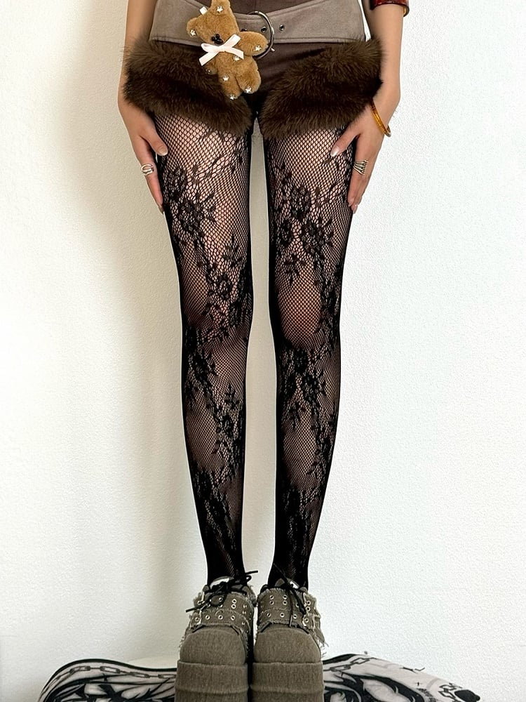 5 Color Options Y2K Floral Pattern Tights