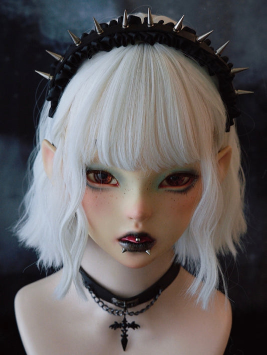 Black Gothic Ruffle Trim With Studs Design KC