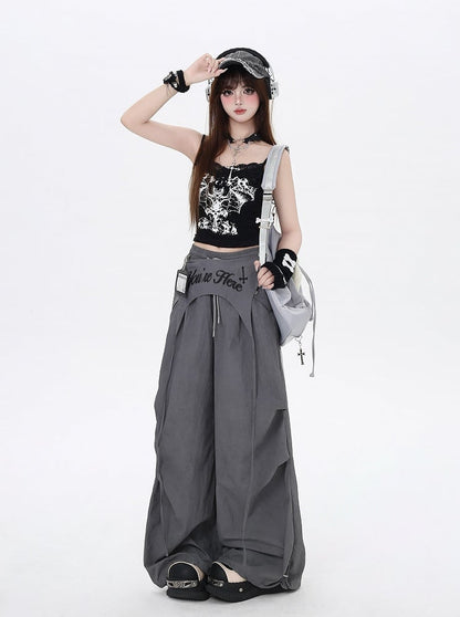 Gothic Black V-neck Bat Print Glamorous Cami Top