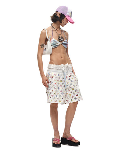 White Kitty Crescent-shaped PU Tote Bag