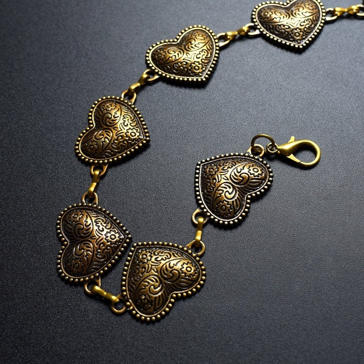 Silver/Bronze Y2K Heart Waist Chain
