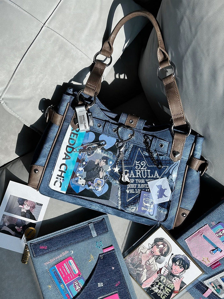 Denim Blue Motorcycle Ita Shoulder Bag