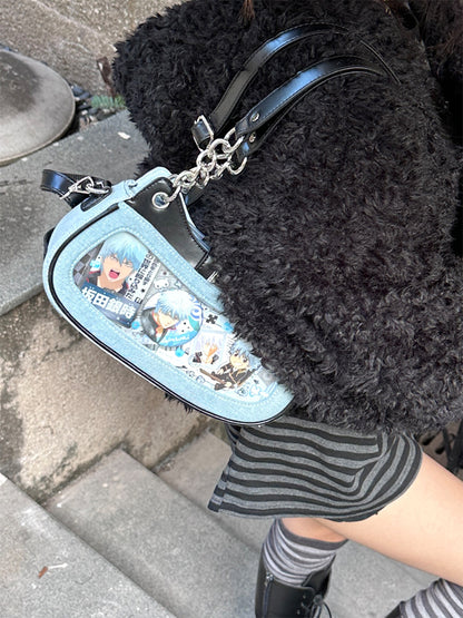Blue and Black Skeleton Kitty Ita Bag