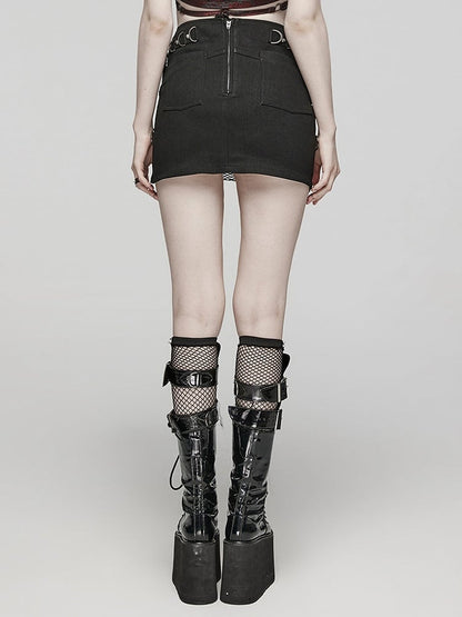 Black Punk Overlapping Skirt