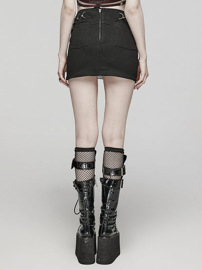Black Punk Overlapping Skirt