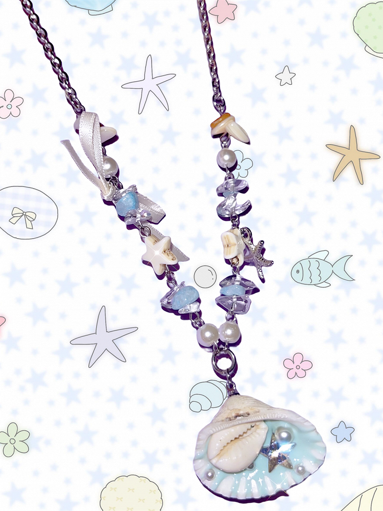 Blue Y2K Star Shell Necklace