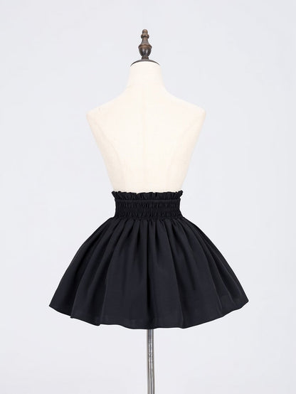 Lace-up Details Jirai Kei Black Ruffled High Waist Skirt