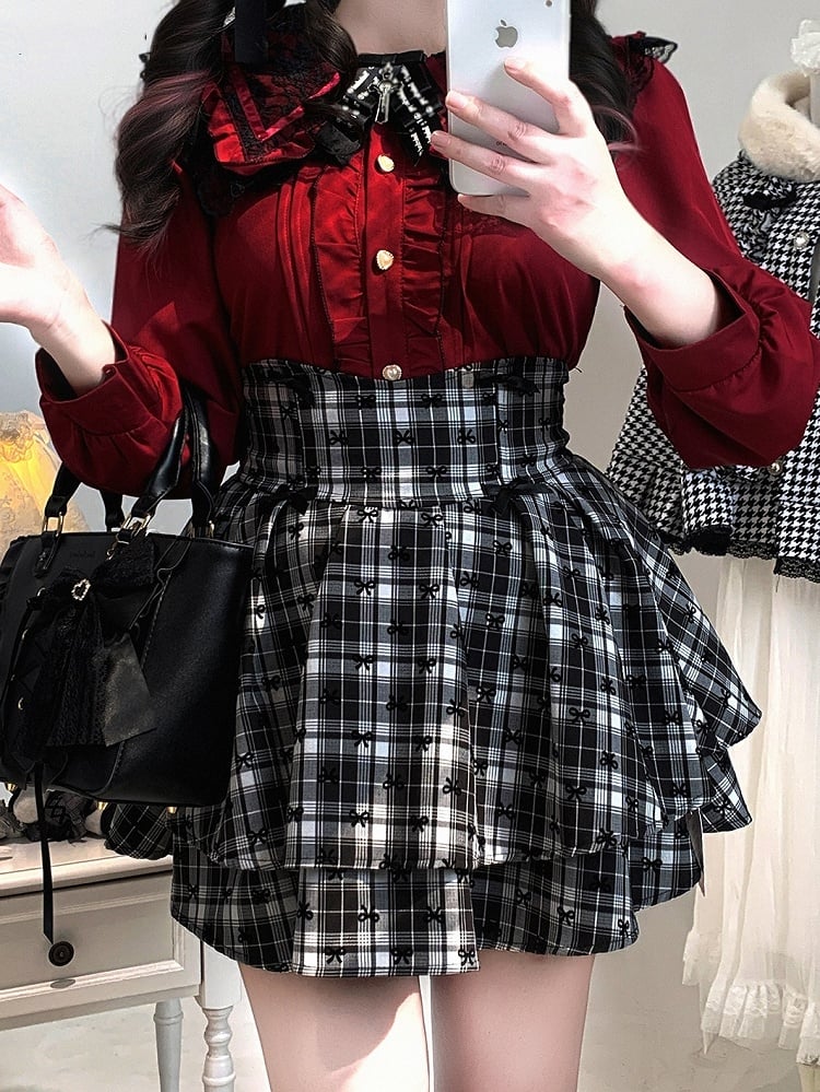Sweet & Edgy Plaid Tiered Skirt: Jirai Kei High-Waist in 3 Colors