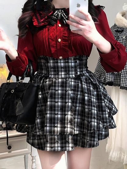 Sweet & Edgy Plaid Tiered Skirt: Jirai Kei High-Waist in 3 Colors