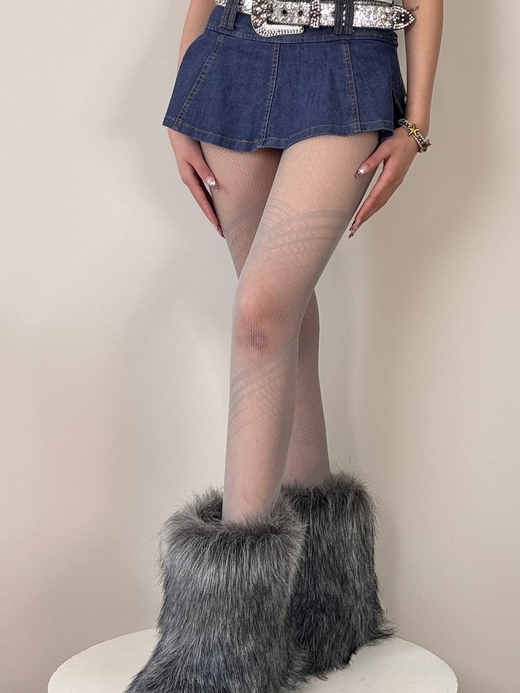 Black/White/Gray Y2K Crisscorss Banded Tights