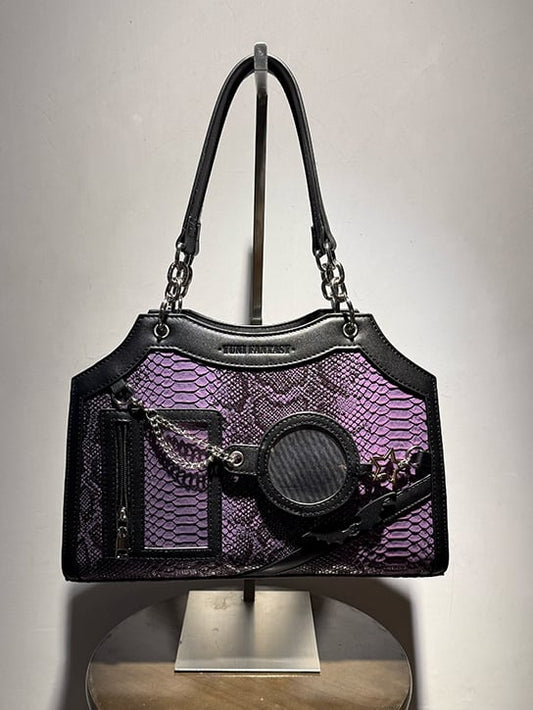 Black & Purple Snake Scale PU Ita Shoulder Bag