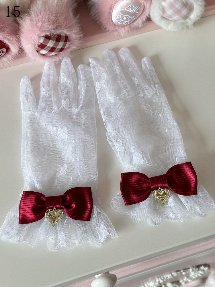 16 Options Crown/Heart Charm Bowknot Lace Gloves