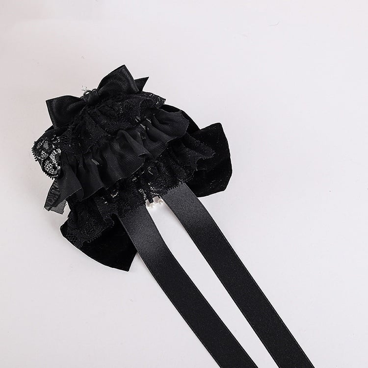 Rhinestoned Crown Black Gothic Halloween Skeleton Bowknots Hairclips