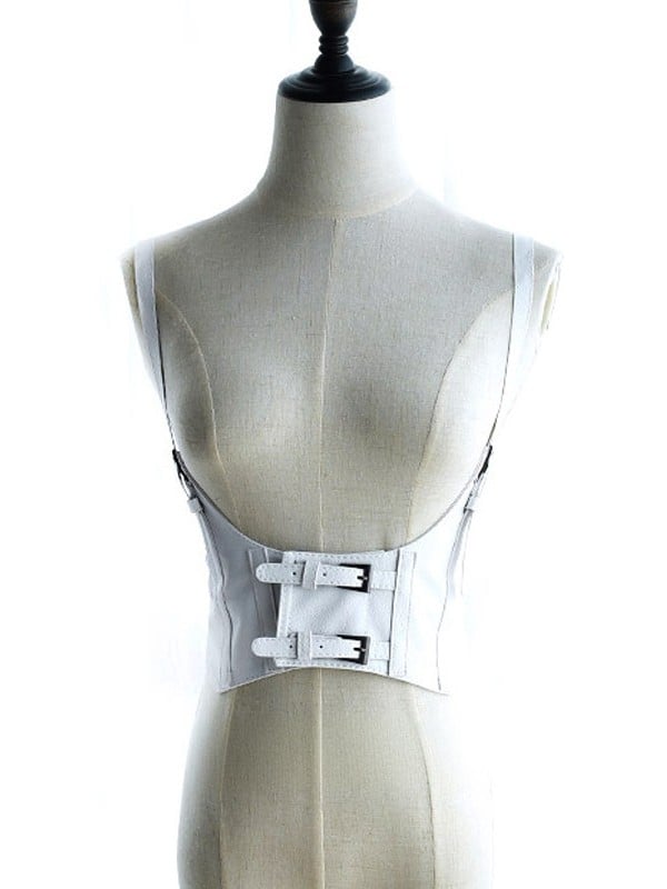 Black/Coffee/Brown/White Gothic Punk PU Corset Belt