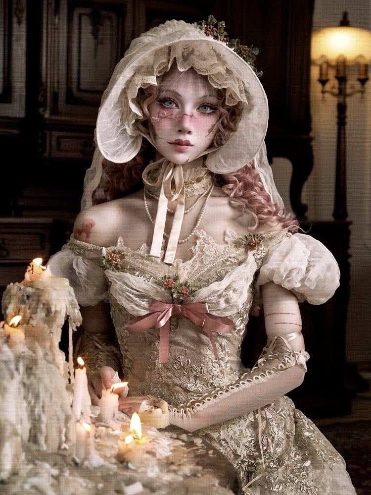 Vintage Edwardian Puff Sleeves and Off-the-shoulder Neckline Top