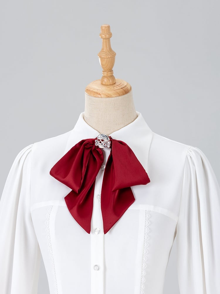 Red Bowtie with Silver Skull Embellishment