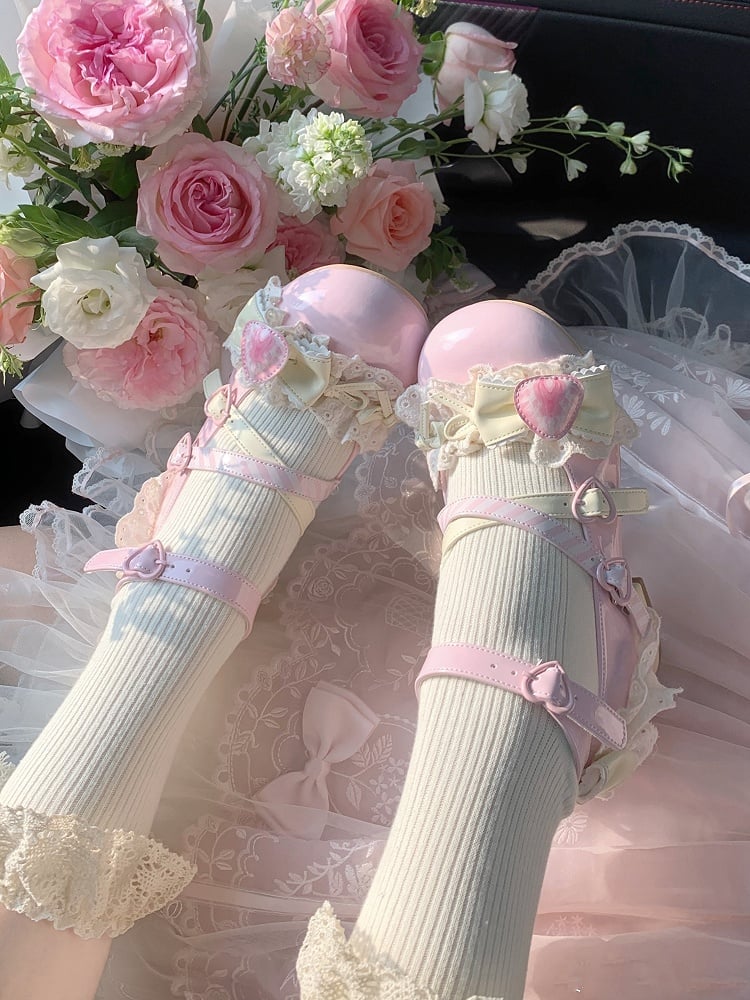 Cheese Strawberry Cake Pink Sweet Lolita Mary Jane Shoes