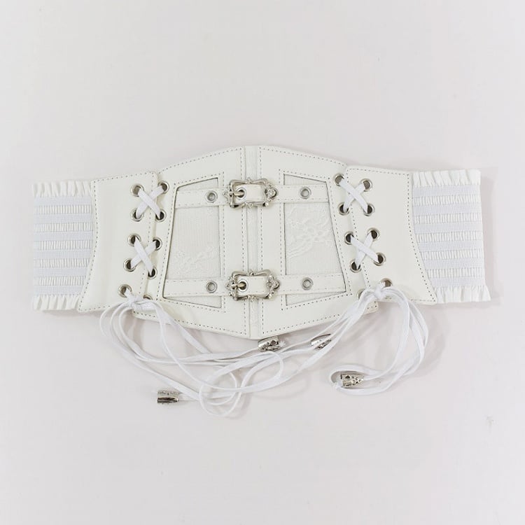 Black/White/Brown Lace-up Detail Gothic Punk Corset Belt